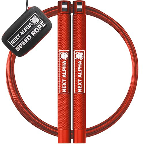 Next Alpha Speed Rope - Springseil Erwachsene Fitness - Crossfit Equipment & Boxing Equipment (Rot)