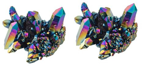 ABOOFAN 2stücke Kristallornament Natürlicher Kristallcluster Kristalldekoration Für Sukkulenten Hydrokulturpflanzen Tischdeko Kristallschmuck