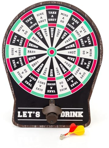 Carousel Home Magnetic Dartboard Drinking Game with Bottle Opener | Shot Roulette Dartboard Wall Mounted Adult Party Game - 40cm | Includes 2 Coloured Magnetic Darts