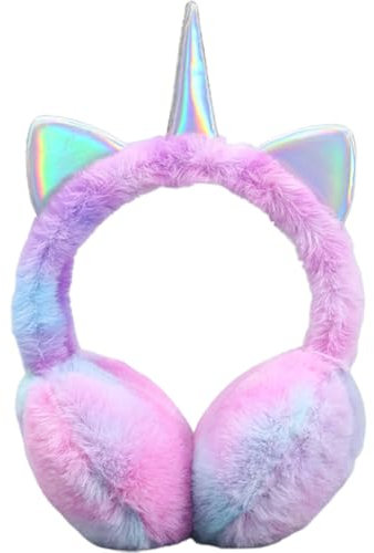 QWEPU Cache-Oreille, Oreilles de Chat Réglables en Peluche, Filles, Mauve, Enfants, Amateurs de Plein Air