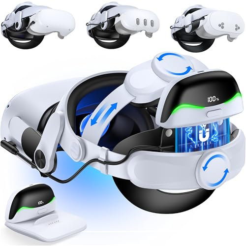 Coogamefly Elite Strap for Meta Quest 3/Quest 2 Headstrap Accesorios, Conexión Magnética -13400 mAh Batería Cómoda VR Diadema Compatible con Quest 3 Headstrap, Reduce el estrés facial