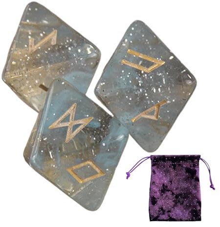 Runenwürfel, polyedrische Würfel, 8-seitige astrologische Würfel zur Vorhersage – Rune Wahrsagerei Dice Astrologie Würfel aus Polyedrischem Harz Würfel Set mit Beutel mit Kordelzug für Tabl-Spiele