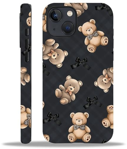 artslion Aesthetic Hülle für iPhone 14 mit Muster, Stoßfest & Kratzfest Anti-Rutsch Schutzhülle Teddybär Design