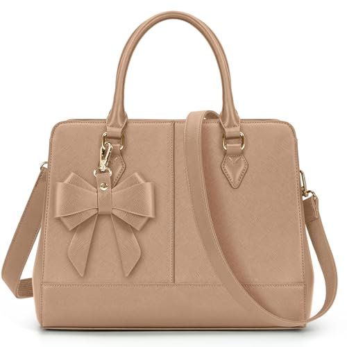 RAINSMORE Handtasche Damen Mittelgroß PU Leder Tasche Damen Henkeltaschen Damenhandtasche Damentaschen Tote Bag Schultertaschen Shopper 13 Zoll Khaki