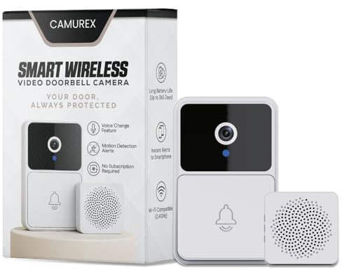 Blarie Camurex Wireless Doorbell Camera - No Subscription Needed - Camerex Smart Video Doorbell, 2-way Audio, Remote App Control, Long-Lasting Battery Life