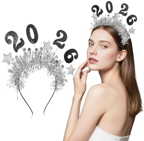 Beavorty 2026 Frohes Neues Jahr-stirnband: Silvester-stirnband, Glitzersterne, Tiara, Festival-kopfschmuck, Party-geschenke