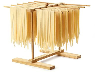 Nudelständer Aus Holz, 12 Stangen Pastatrockner, Nudelständer zum Trocknen, Lange Pasta Platzsparend Trocknen Faltbar, Wiederverwendbar Pastatrockner Mit Übertragungsstange, Gesamthöhe 30cm