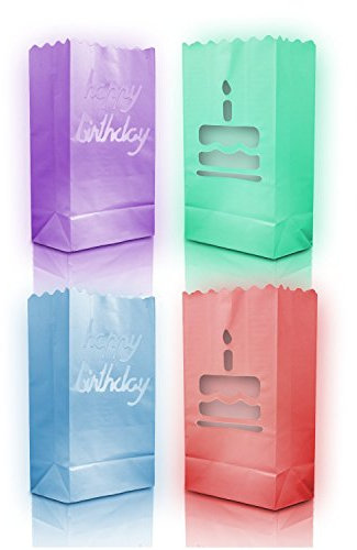 XL 12er Lichttüten Kerzentüten Candlebags Windlicht Party Hochzeit Birthday-Bunt