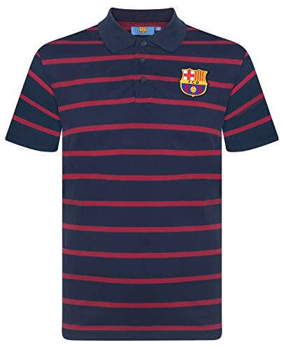 FC Barcelona Official Football Gift Mens Striped Polo Shirt Navy Medium