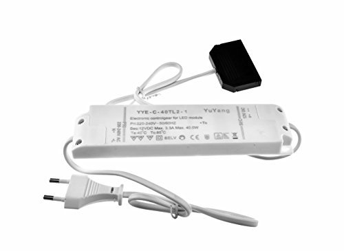 40W LED Trafo ultra flach für Yu Yang LED Lampe 220-240V Eingang 12VDC 0-3.3A Ausgang Max 40W IP20 - I/O 200cm + O/P 100cm 6er LED Kupplung - [Transformator, Driver, Treiber, Konverter]