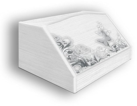Lupia - Portapane White BUTTERFLY Farfalle, Conserva Freschezza Pane, Versatile per Cibo Secco, Design Unico, Apertura frontale con Aerazione, 40x20x30cm, Chiaro, Legno