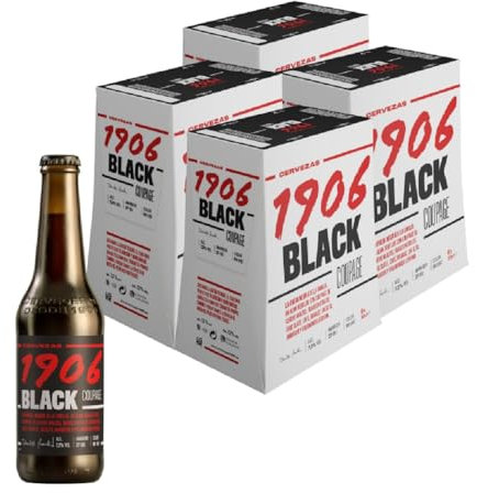 1906 Black Coupage - Cerveza Premium Extra, Pack de 24 Botellas x 33 cl, Sabor Amargo y Aroma Tostado, Galardonada Internacionalmente, 7,2% Volumen de Alcohol