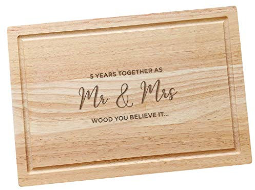 Wood You Believe It Cutting Board - 5th Year Wedding Anniversary Present - Gift for Husband Wife - Wooden Chopping Board - Mr and Mrs Gifts (Board Only) Natural