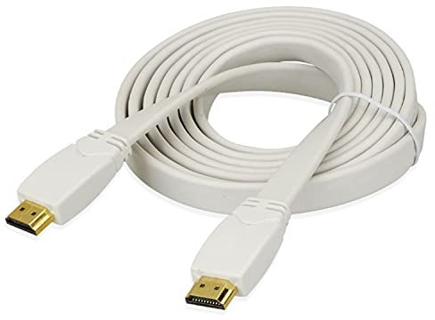 JAFSAL ONLINE Gold 1080P HDMI Flat Cable Lead Smart HD TV HDTV 3D Meter 1m 1.5m 2m 3M 5M 10M White (5 Meter)