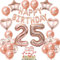 25 Geburtstag Mädchen Dekoration Rose Gold, 25. Geburtstag deko für Mädchen Jungen Happy Birthday Girlande Banner Folienballon Konfetti Luftballons Deko Geburtstag Party Anzahl Ballons