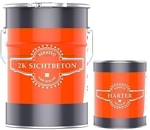 Sichtbeton Versiegelung farblos seidenmatt 2,5kg - 2K PU Betonversiegelung Bodenversiegelung UV-fest Wetterfest Wasserfest - für Beton, GFK, Mikrozement, Fliesen, Kreativspachtel - BEKATEQ BK-1000EP