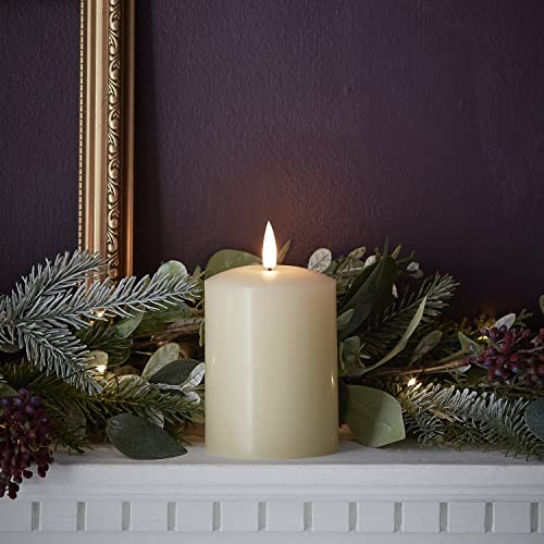 Lights4fun 4x TruGlow™ LED Echtwachskerzen mit warmweißer LED Flamme 10cm batteriebetrieb