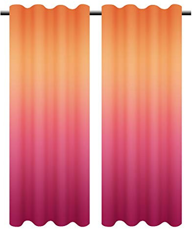 MIULEE Vorhang Gardine 2er Set Voile Sheer Leinenvorhang Dekoschal Ösen transparent Farbverlauf Schal Ösenschal für Wohnzimmer Schlafzimmer Kinderzimmer 140x225 cm (B x H) Gelb und Lila