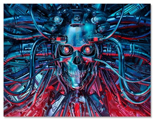 wandmotiv24 Leinwandbild Totenkopf, Querformat, Totenkopf verkabelt M0229