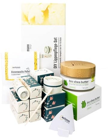 Wachsmann Lippenbalsam | Natur-Kosmetik selber machen | 100% natürlich | Lippenpflege aus Bienenwachs (Cosmos Natural) & Nilotica Shea-Butter von Hypoverde | Tiegel & Hülsen aus Pappe