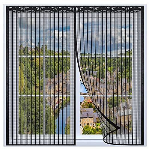 Zanzariera Magnetica per Finestre Premium,140x140cm Zanzariera Magnetica Finestra,Autoadesiva Traspirante,Totalmente Magnetica, Chiusura Automatica