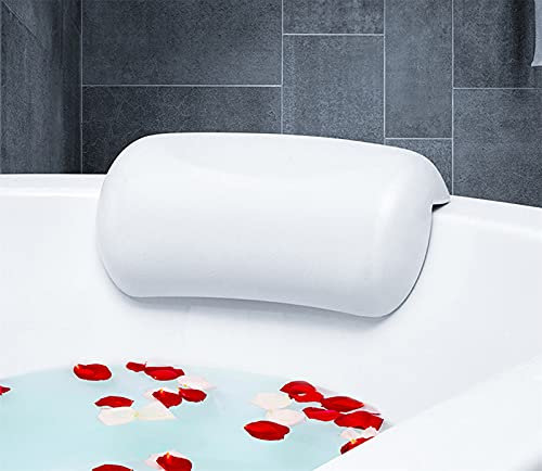 DUBENS PU SPA Badewannenkissen rutschfeste Badewanne Kopfstütze Weiche wasserdichte Badekissen mit Saugnäpfen Leicht zu reinigen Badezimmerzubehör, Weiß