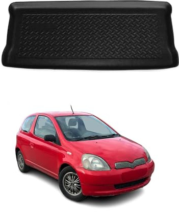 OMAC Bandeja Maletero Alfombrilla Compatible con Toyota Yaris 2000-2005 Schrägheck 5puertas Negro TPE