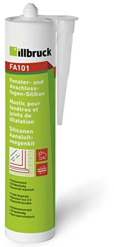 Illbruck FA101 Fenster und Anschluss Silikon Neutralsilikon Bausilikon Innen Aussen witterungsbeständig UV-Stabil 310ml Kartusche (transparent)