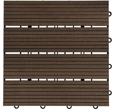 Home Deluxe - WPC Klickfliese BAVARO - Dunkelbraun - 6 m² - 11 Fliesen á 30 x 30 cm I Klickfliese Terrassenfliese Balkonfliese