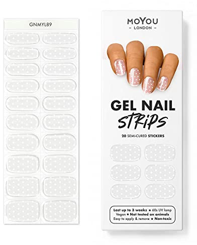 MOYOU LONDON Halbgehärtete UV Gel Strips - 20 Stück - Gel-Nagelfolien UV Härtend für Maniküre in Salonqualität - Heart to get
