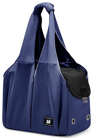 ALLSOPETS Hundetasche für Kleine Hunde, Leichte Atmungsaktive Haustiertasche, Bequeme Katzentragetasche mit Leinenhaken für Reisen, Outdoor und Camping (Marineblau)