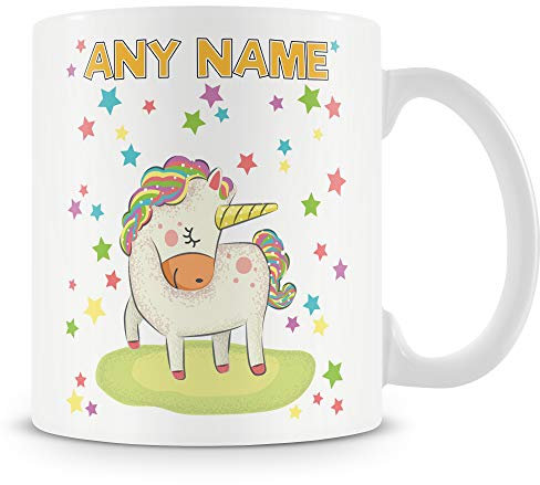 YINGD Taza de unicornio – unicornio arcoíris con estrellas personalizado taza regalo