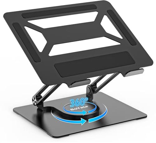 BoYata Supporto PC Portatile, Supporto per Laptop Regolabile con Base Girevole a 360°, Supporto Ergonomico per Notebook Compatibile con Tutti i Modelli MacBook Pro/Air, Laptop fino a 17-Nero