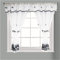 Householdfurnishing Embroidered Kitchen Window Pair Curtains Set Rod Pocket with Attached Valance & Tiebacks (Black White, W 48 x L 42 Inch)