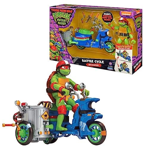 Giochi Preziosi – Ninja Turtles 2023 CAOS Mutante – Motorrad mit Kampffunktion und RAPHAEEL-Figur enthalten – Kompatibel mit Allen Grundfiguren – Für Kinder ab 4 Jahren