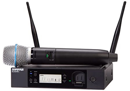 Micrófono inalámbrico Shure GLXD24R+/B87A para Iglesias, Karaoke y Voces con batería de 12 Horas y Alcance de 30m. Incluye micrófono Vocal Beta 587 y Receptor de un Solo Canal.