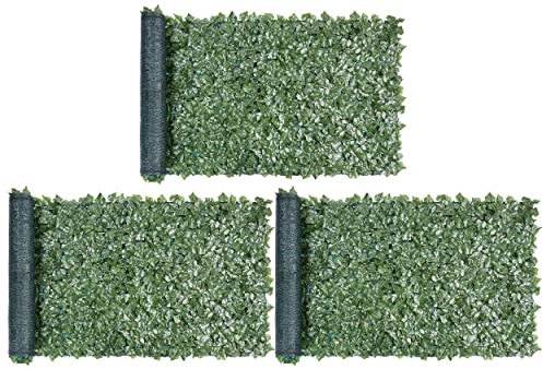Yaheetech 3 Stück Künstliche Efeu Garten Sichtschutz, Künstliche Pflanzenwand mit Schattennetz, Efeu Sichtschutz, Künstliche Hecke für Balkon Gartenhecken Dekoration, 300× 100cm (LxB)