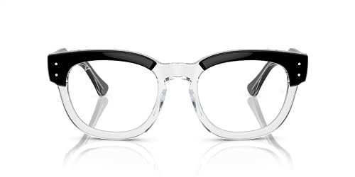 Ray-Ban Unisex Rx0298v Mega Hawkeye Brillenrahmen für verschreibungspflichtige Brillen, Schwarz auf transparentem / Demo-Objektiv, 48 mm
