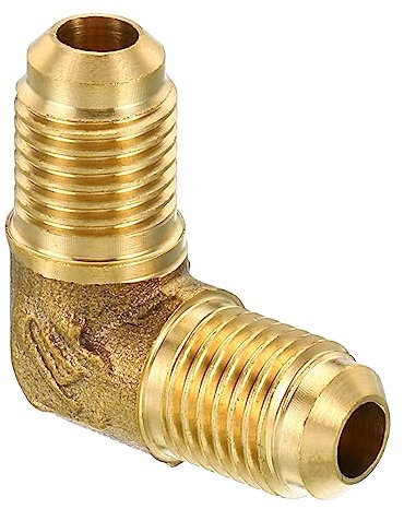PATIKIL 1/4 x 1/4 Messing Rohrleitung Fitting Fackel 90 Grad Winkel Rohr Fitting Rohrleitung Adapter Anschluss für Klimagerät Kühlung Klempnerei