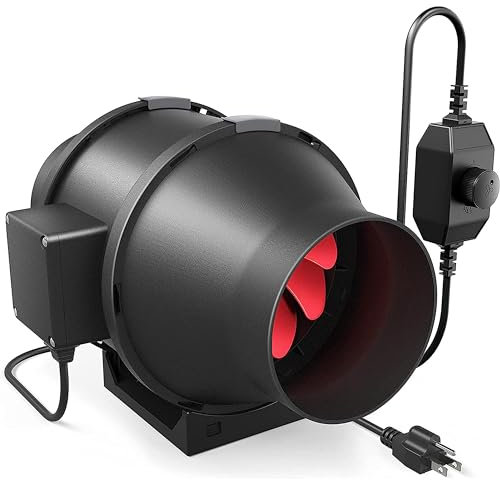 iPower 4 Inch 200 CFM Exhaust Inline Duct Fan with Variable Speed Controller HVAC Ventilation Blower for Grow Tents Garden
