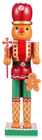 CLISPEED Wooden Nutcracker Doll Decor, Gingerbread Man Adorn Nut Cracker Puppet Ornament Desktop Figurines for Spring Festival Easter Home Store Party Scene Decor