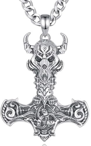 EUDORA Harmony Ball Collier en Argent Sterling 925 avec Marteau de Thor Viking pour Homme et Femme, Pendentif Nordique Mjolnir Valknut Bijoux de Protection de la Mythologie Odin Cadeau, 22 + 2