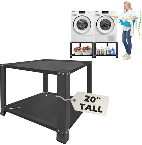 Royxen Laundry Pedestal,20 Height Washer and Dryer Pedestal, Universal Fit Washing Machine Base Stand Dryer Base Platform Heavy Duty with 28 Wide, (Black)