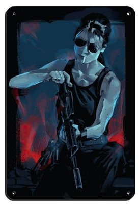 Filmposter Terminator Sarah Connor Poster Retro Poster Metall Blechschild Chic Art Retro Eisen Malerei Bar Menschen Höhle Cafe Familie Garage Poster Wanddekoration 20 x 30 cm