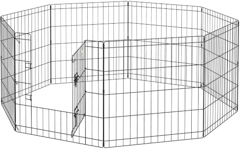 PawHut Parque de Juegos para Perros de 8 Paneles 61x61 cm Plegable Negro | Corralito para Perros, Puerta Doble Cerradura, Forma Personalizable, Jardín Patio