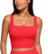 CRZ YOGA Women's Butterluxe Square Neck Sports Bra Padded Wireless Crop Top Gym Workout Tank Tops Camisole with Built in Bra Deep Red 12