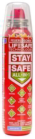 StaySafe All-in-1 Feuerlöscher | Feuerlöscher für zu Hause | Auto | Wohnwagen, Boot - Löscht Alles Arten von Bränden in Sekunden