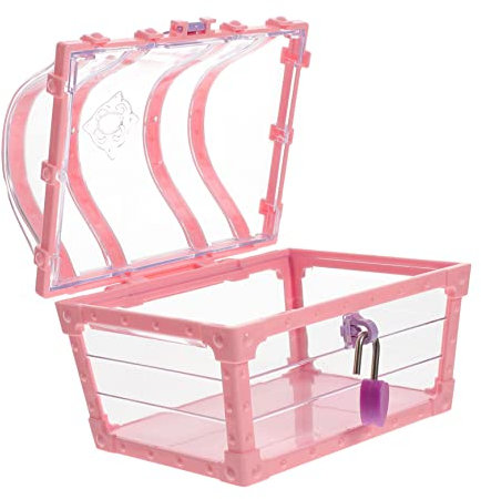 WHAMVOX Schatztruhe Schatzkiste Kunststoff Kleine Brust Spielzeug Für Kinder Truhe Mit Schloss Für Teenager-mädchen Spielzeuge Rosa Kleinkind Schmuck Plastik Transparente Box