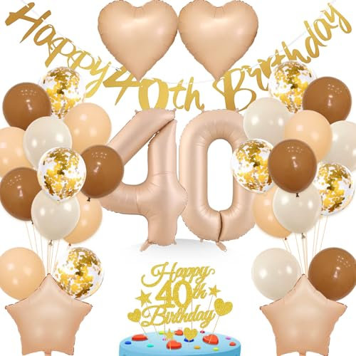 wenweo Luftballon 40 Geburtstag Frau, Deko 40. Geburtstag Frauen enthält die Notwendigen Latexballons für die Party, 40 jährige Aluminiumfolienballons und Banner 40 Geburtstag Frau