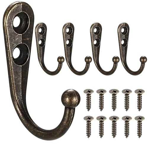 5 Pz Ganci Appendiabiti da Parete, Bronzo Attaccapanni da Muro da Parete, Appendiabiti da Muro, Appendini da Muro, Ganci da Parete Vintage, Appendi Abiti per Muro Cappotto Vestiti Chiave, con Viti
